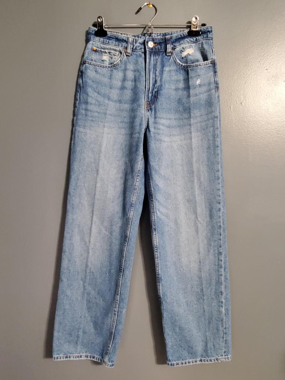 H&M High-Waist Loose Straight Jeans Distressed Women's Size 6